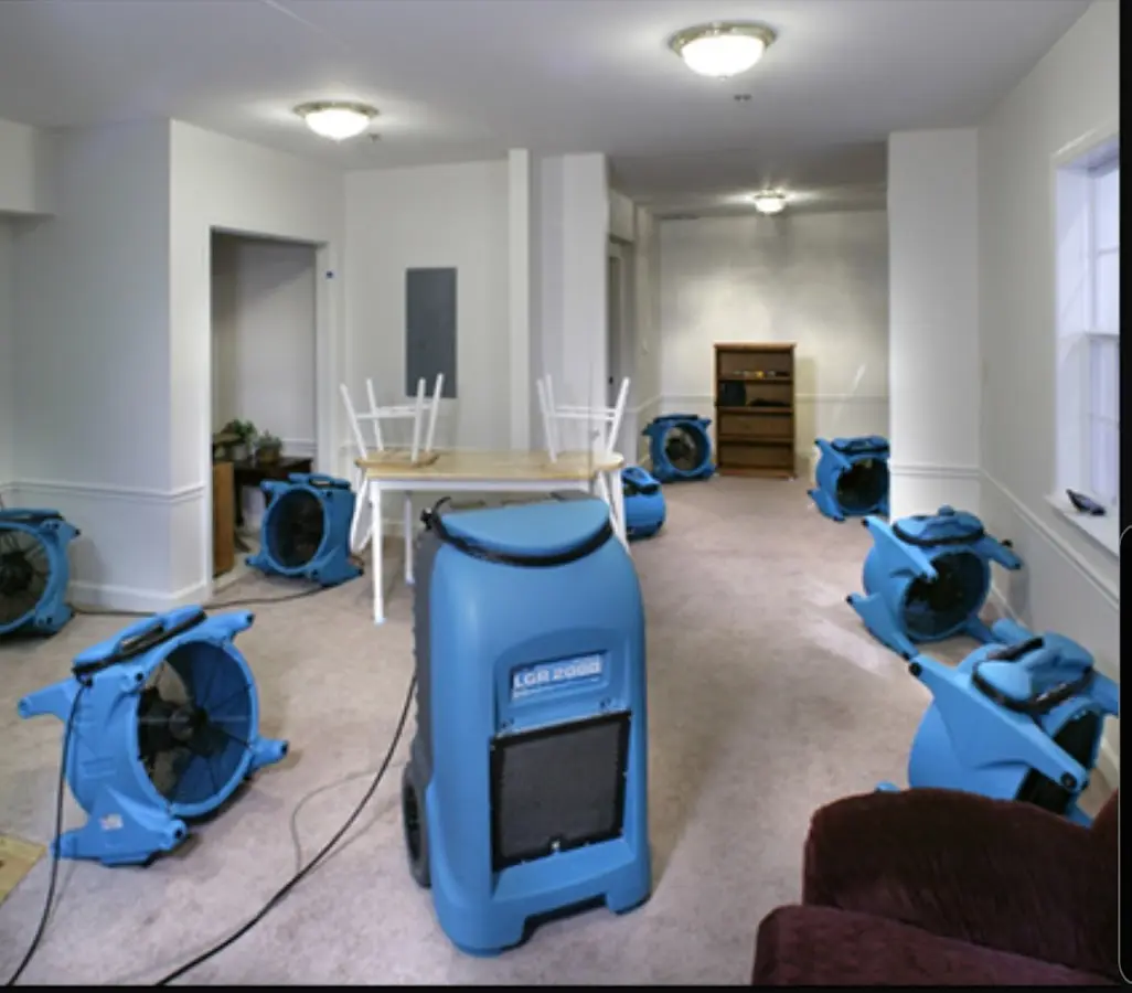 Air movers and dehumidifier setup for Water Extraction & Removal in Waukegan