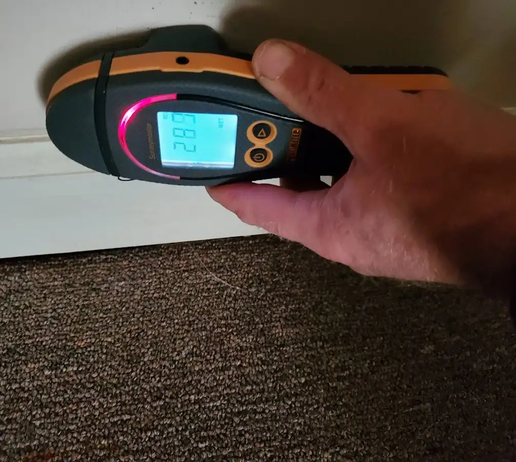 Moisture detection at baseboard during Mold Inspection & Testing in Waukegan